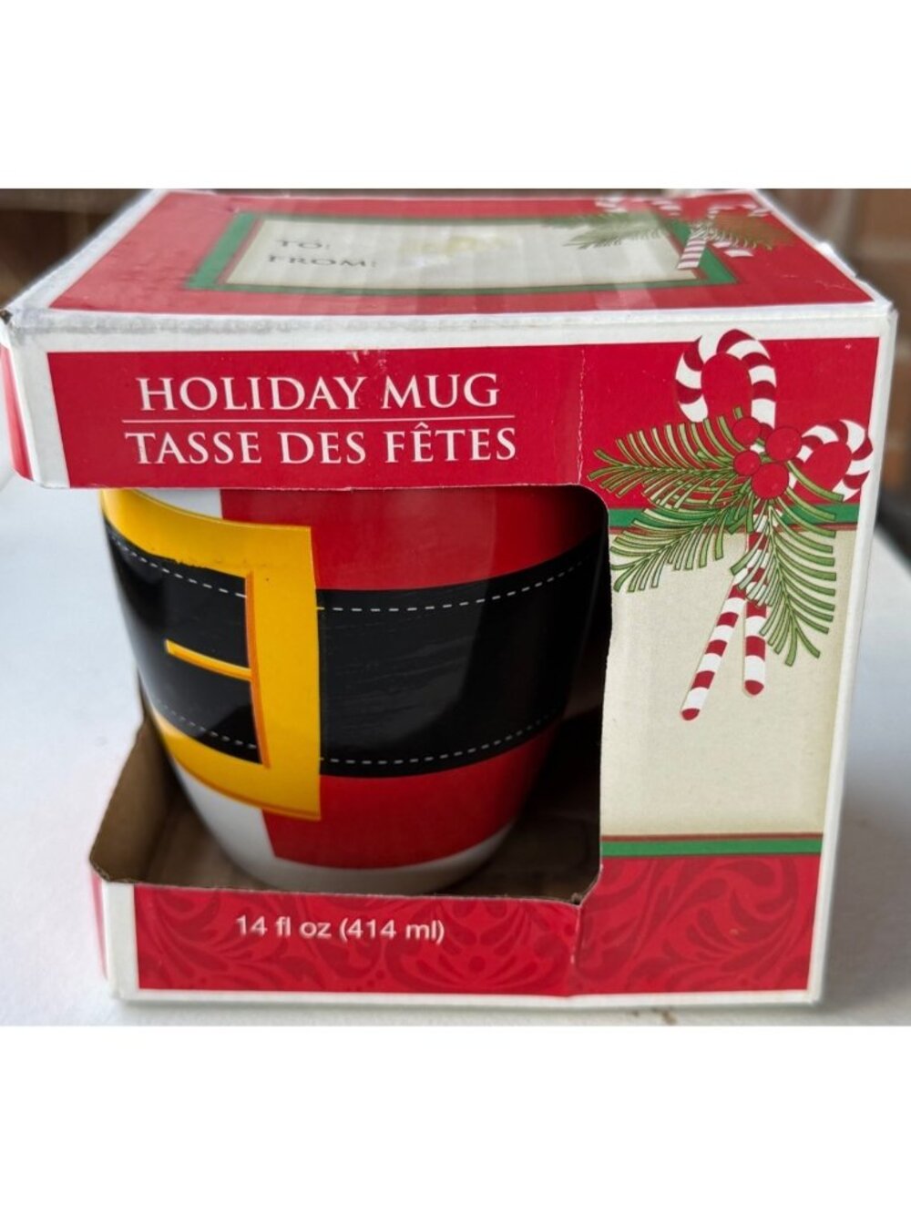 Greenbrier Intl Christmas Santa 14 oz. Holiday Ceramic Mug 4.25" Tall
